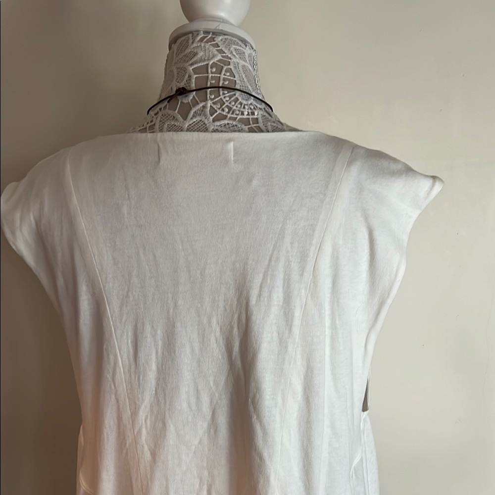 FP Madelyn Midi Beach Elegant White Sleeveless Dress high low and side pockets. - Picture 8 of 16